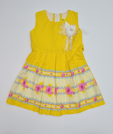 Yellow Cotton Polka Dot Frock