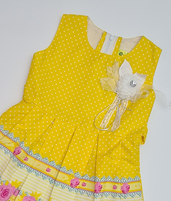 Yellow Cotton Polka Dot Frock