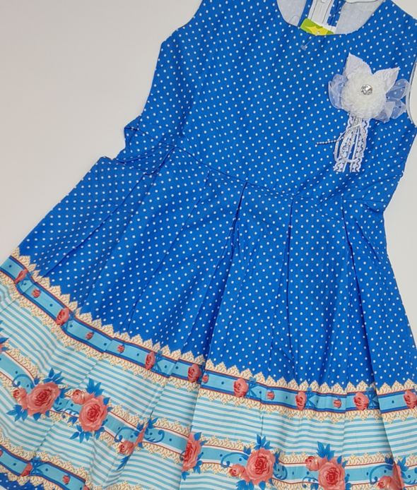 Blue Cotton Polka Dot Frock