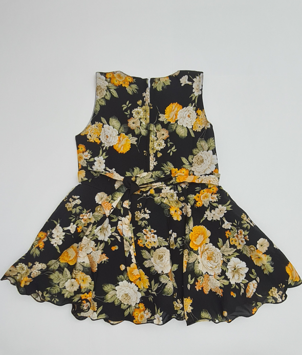 Yellow Floral Chiffon Frock