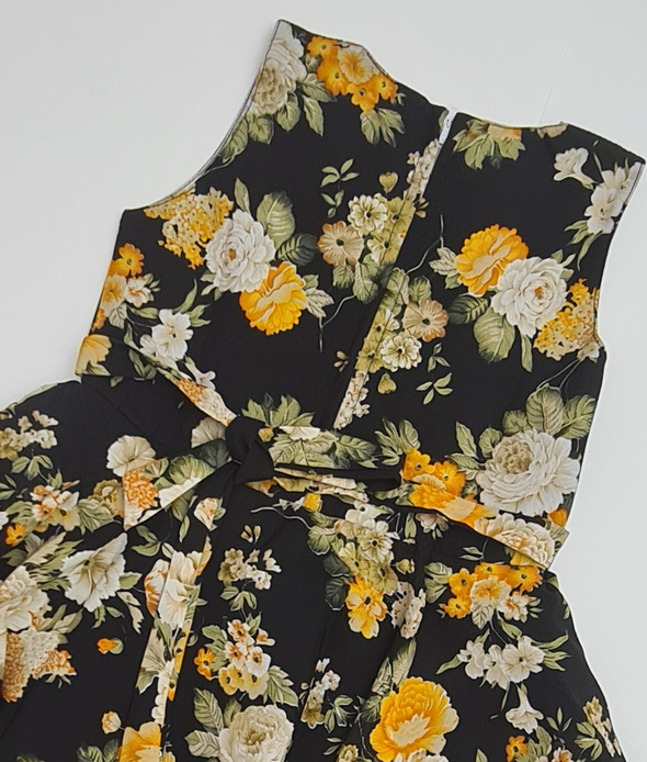 Yellow Floral Chiffon Frock