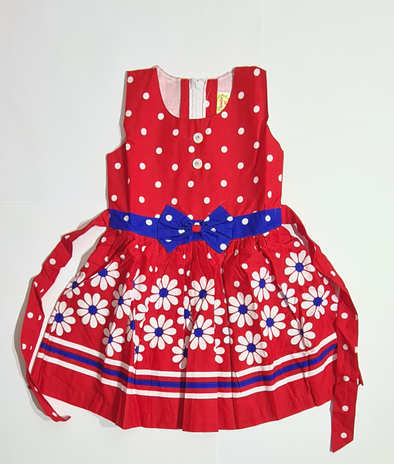 Girls Red Daisy Floral Frock