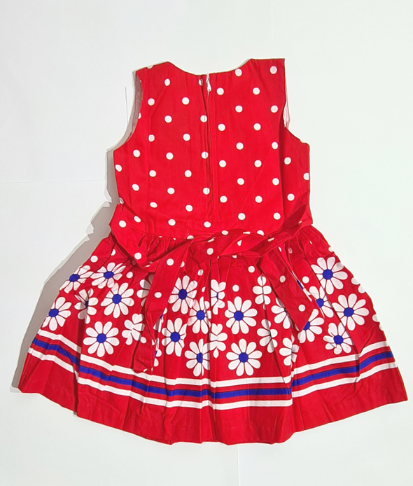 Girls Red Daisy Floral Frock