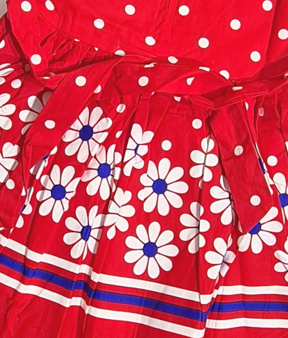 Girls Red Daisy Floral Frock