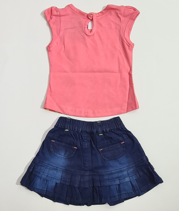 Joyful Giraffe Top & Denim Skirt