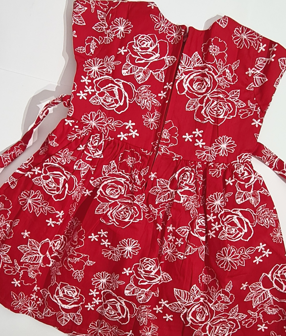 White Rose Girls Red Frock