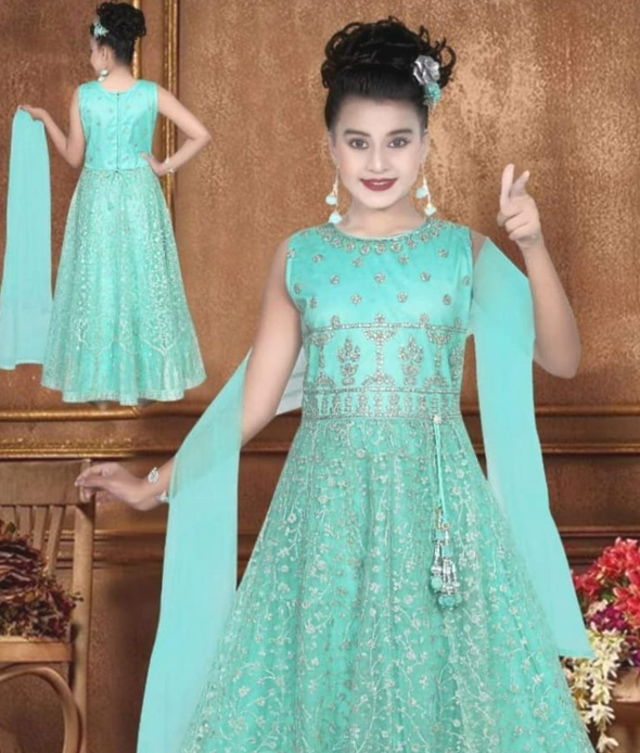 Sea Green Indo-Western Gown