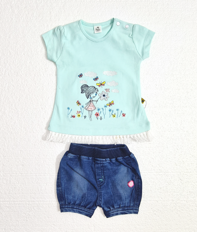 Baby Cotton T-Shirt & Denim Short Set