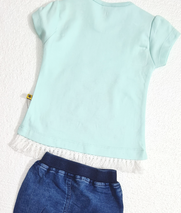 Baby Cotton T-Shirt & Denim Short Set